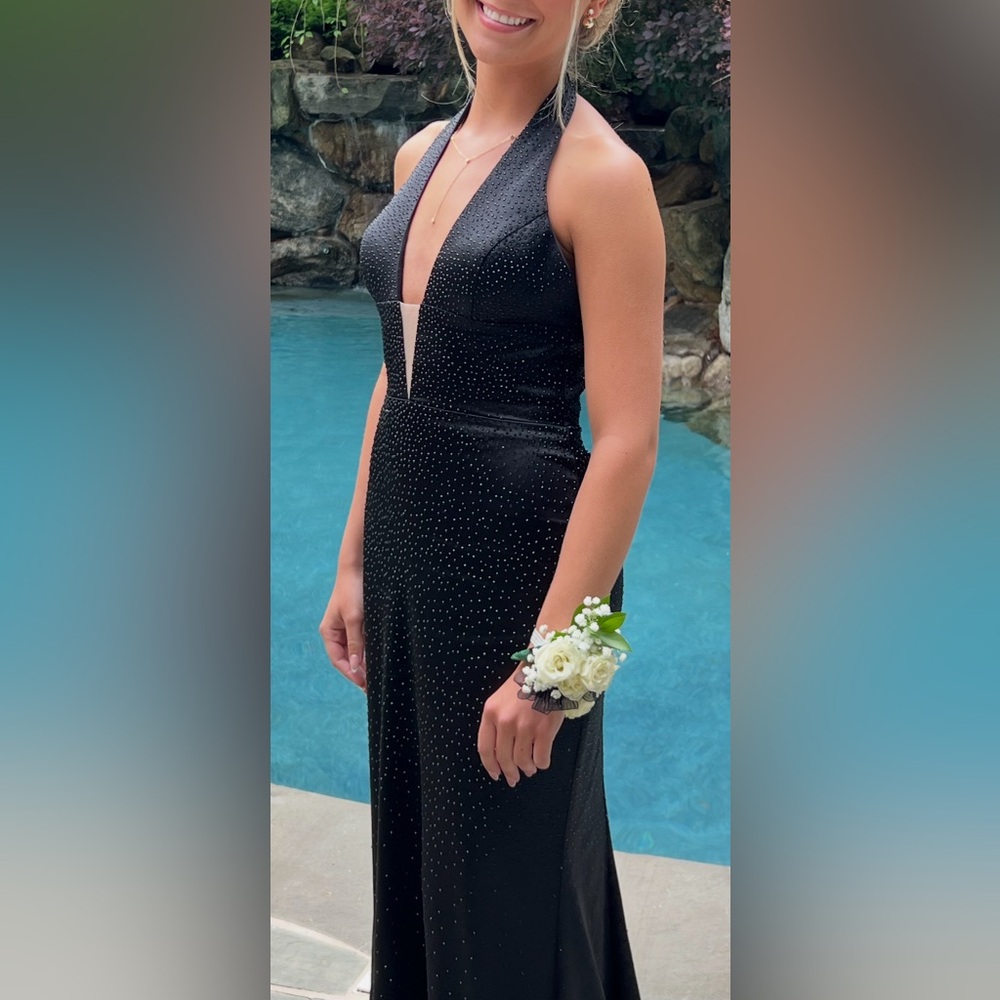 Sherri Hill 56046 Halter Hot Stone Embellished Dress in Black